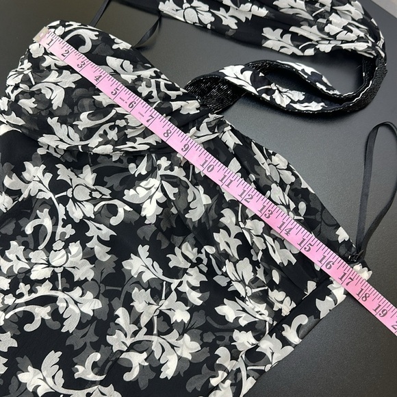 White House Black Market 100% Silk Floral Print Halter Top Beaded Detail 12 - Picture 9 of 13